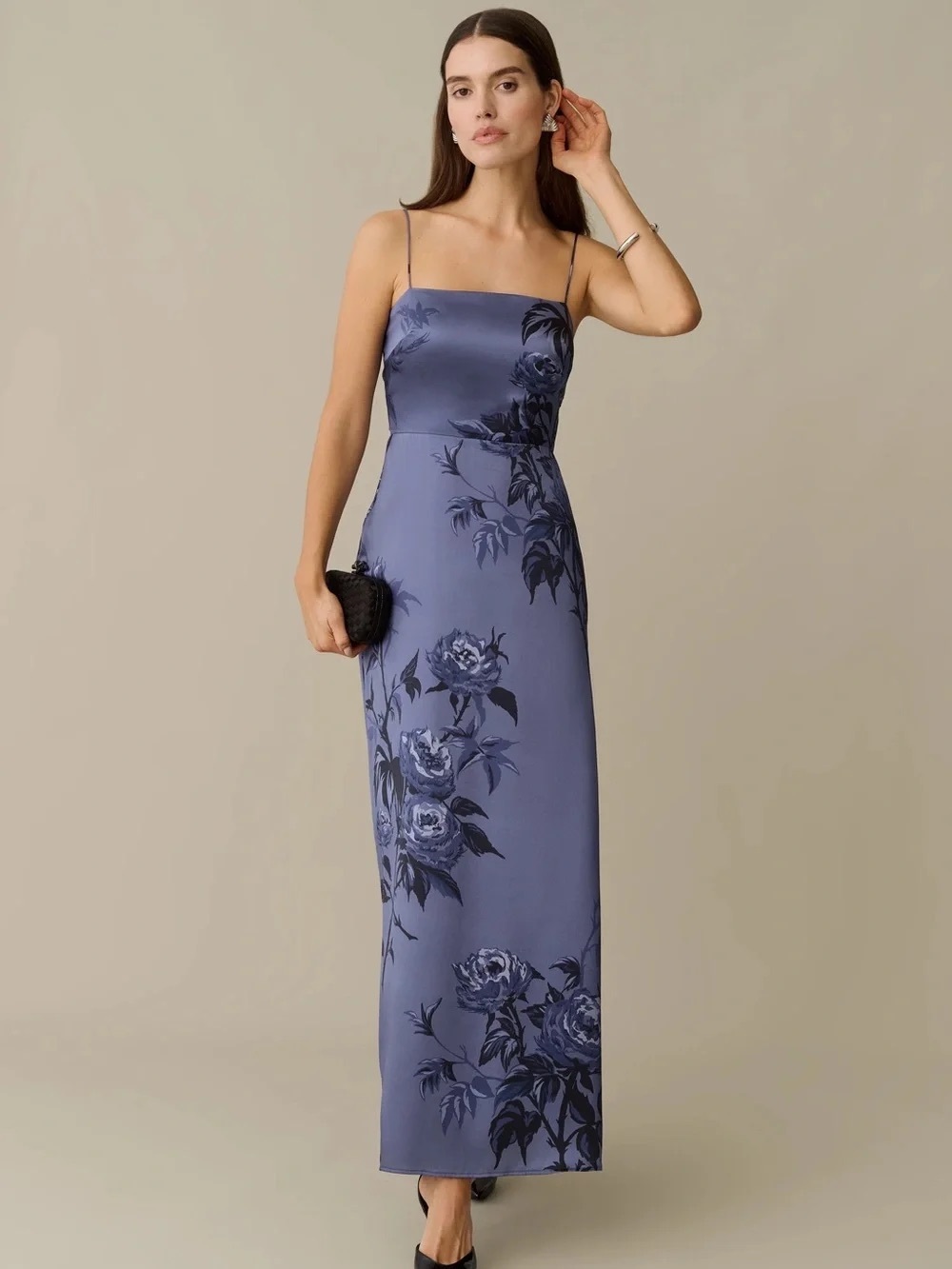 NWT Few Moda Vida Silk Dress size 2 blue floral maxi reformation Frankie kourt